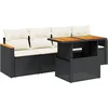 Image de vidaXL - 5-delige - Loungeset - met - kussens - poly - rattan - zwart