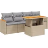 Image de vidaXL - 5-delige - Loungeset - met - kussens - poly - rattan - beige