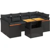 Image de vidaXL - 7-delige - Loungeset - met - kussens - poly - rattan - zwart