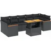 Image de vidaXL - 8-delige - Loungeset - met - kussens - poly - rattan - zwart