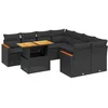 Image de vidaXL - 9-delige - Loungeset - met - kussens - poly - rattan - zwart