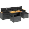Image de vidaXL - 6-delige - Loungeset - met - kussens - poly - rattan - zwart