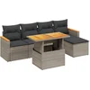 Image de vidaXL - 6-delige - Loungeset - met - kussens - poly - rattan - grijs