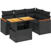 Image de vidaXL - 5-delige - Loungeset - met - kussens - poly - rattan - zwart