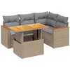 Image de vidaXL - 5-delige - Loungeset - met - kussens - poly - rattan - beige