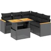 Image de vidaXL - 6-delige - Loungeset - met - kussens - poly - rattan - zwart