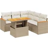 Image de vidaXL - 6-delige - Loungeset - met - kussens - poly - rattan - beige