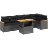 Image de vidaXL - 7-delige - Loungeset - met - kussens - poly - rattan - zwart