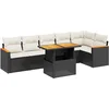 Image de vidaXL - 7-delige - Loungeset - met - kussens - poly - rattan - zwart