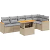 Image de vidaXL - 7-delige - Loungeset - met - kussens - poly - rattan - beige