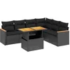 Image de vidaXL - 7-delige - Loungeset - met - kussens - poly - rattan - zwart