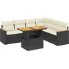 Image de vidaXL - 7-delige - Loungeset - met - kussens - poly - rattan - zwart