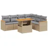 Image de vidaXL - 7-delige - Loungeset - met - kussens - poly - rattan - beige