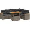 Image de vidaXL - 7-delige - Loungeset - met - kussens - poly - rattan - grijs