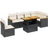 Image de vidaXL - 7-delige - Loungeset - met - kussens - poly - rattan - zwart