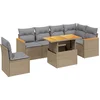 Image de vidaXL - 7-delige - Loungeset - met - kussens - poly - rattan - beige