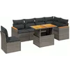 Image de vidaXL - 7-delige - Loungeset - met - kussens - poly - rattan - grijs