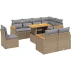 Image de vidaXL - 9-delige - Loungeset - met - kussens - poly - rattan - beige