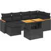 Image de vidaXL - 7-delige - Loungeset - met - kussens - poly - rattan - zwart