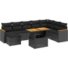 Image de vidaXL - 9-delige - Loungeset - met - kussens - poly - rattan - zwart