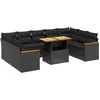 Image de vidaXL - 10-delige - Loungeset - met - kussens - poly - rattan - zwart