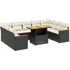 Image de vidaXL - 10-delige - Loungeset - met - kussens - poly - rattan - zwart