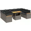 Image de vidaXL - 10-delige - Loungeset - met - kussens - poly - rattan - grijs