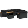 Image de vidaXL - 10-delige - Loungeset - met - kussens - poly - rattan - zwart