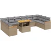 Image de vidaXL - 11-delige - Tuinset - met - kussens - poly - rattan - beige