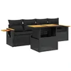 Image de vidaXL - 5-delige - Loungeset - met - kussens - poly - rattan - zwart