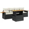 Image de vidaXL - 5-delige - Loungeset - met - kussens - poly - rattan - zwart