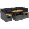 Image de vidaXL - 7-delige - Loungeset - met - kussens - poly - rattan - zwart