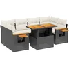 Image de vidaXL - 7-delige - Loungeset - met - kussens - poly - rattan - zwart