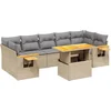 Image de vidaXL - 8-delige - Loungeset - met - kussens - poly - rattan - beige