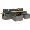 Image de vidaXL - 6-delige - Loungeset - met - kussens - poly - rattan - grijs