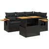 Image de vidaXL - 5-delige - Loungeset - met - kussens - poly - rattan - zwart