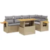 Image de vidaXL - 6-delige - Loungeset - met - kussens - poly - rattan - beige