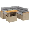 Image de vidaXL - 6-delige - Loungeset - met - kussens - poly - rattan - beige