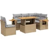 Image de vidaXL - 6-delige - Loungeset - met - kussens - poly - rattan - beige