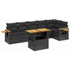 Image de vidaXL - 7-delige - Loungeset - met - kussens - poly - rattan - zwart