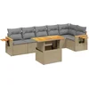 Image de vidaXL - 7-delige - Loungeset - met - kussens - poly - rattan - beige