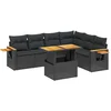 Image de vidaXL - 7-delige - Loungeset - met - kussens - poly - rattan - zwart