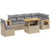 Image de vidaXL - 7-delige - Loungeset - met - kussens - poly - rattan - beige