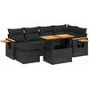 Image de vidaXL - 7-delige - Loungeset - met - kussens - poly - rattan - zwart