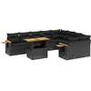 Image de vidaXL - 10-delige - Loungeset - met - kussens - poly - rattan - zwart