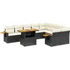 Image de vidaXL - 10-delige - Loungeset - met - kussens - poly - rattan - zwart
