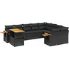 Image de vidaXL - 10-delige - Loungeset - met - kussens - poly - rattan - zwart
