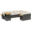 Image de vidaXL - 10-delige - Loungeset - met - kussens - poly - rattan - zwart