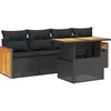 Image de vidaXL - 5-delige - Loungeset - met - kussens - poly - rattan - zwart