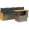 Image de vidaXL - 5-delige - Loungeset - met - kussens - poly - rattan - grijs
